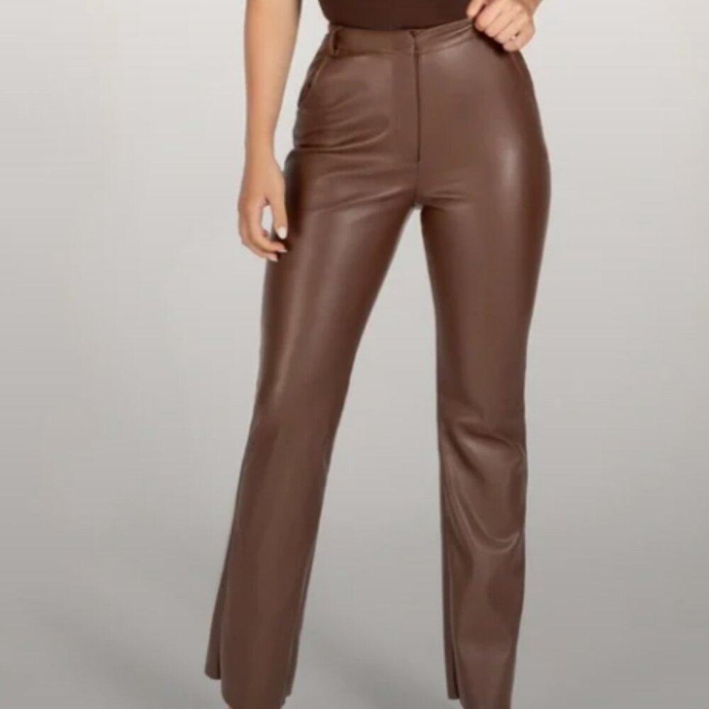 Brown Leather Meshki Pants